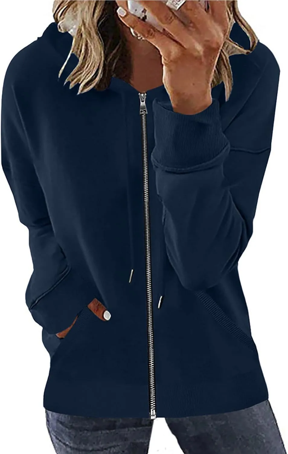 Ceboyel Women'S Zip Up Hoodies 2023 Long Sleeve Hooded Jackets Quarter Zip Pullover Sweatshirt Trendy Casual Fall Clothes