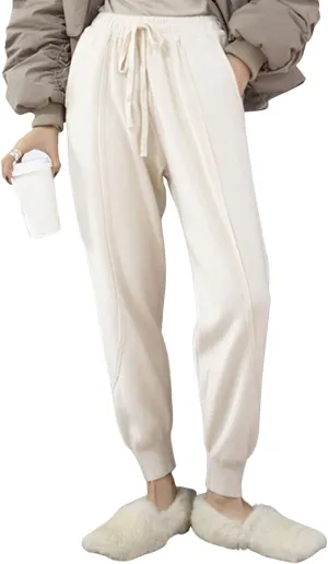 CHARTOU Women Casual Elastic Waist Lounge Pants Jogger Workout Sweatpants Harem Pants with Pockets