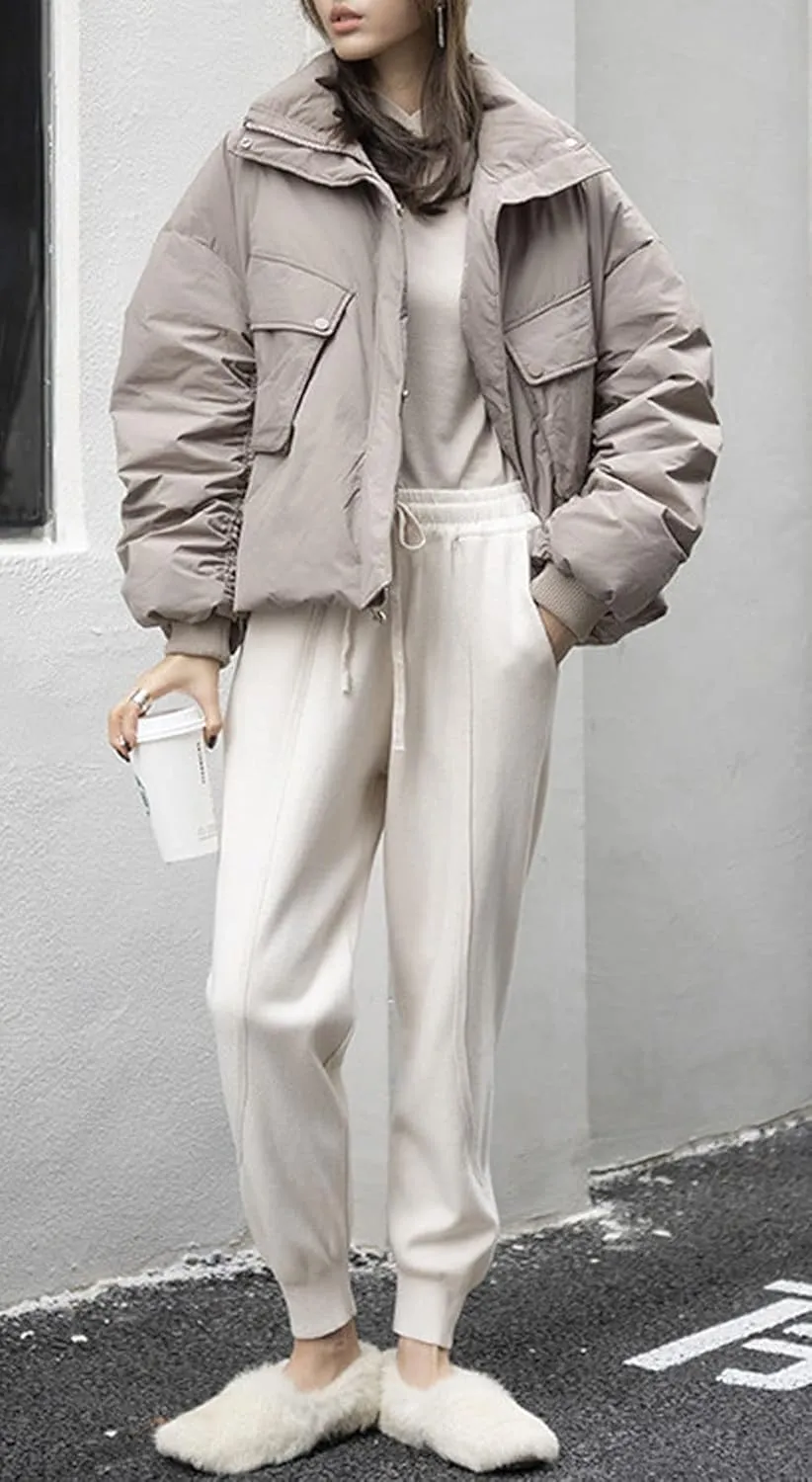 CHARTOU Women Casual Elastic Waist Lounge Pants Jogger Workout Sweatpants Harem Pants with Pockets
