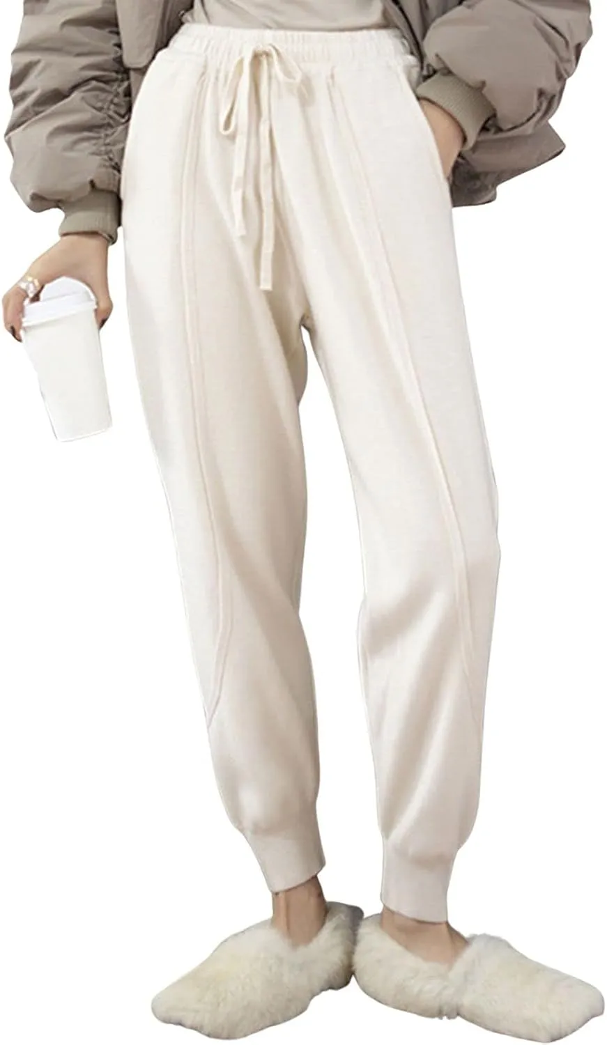 CHARTOU Women Casual Elastic Waist Lounge Pants Jogger Workout Sweatpants Harem Pants with Pockets