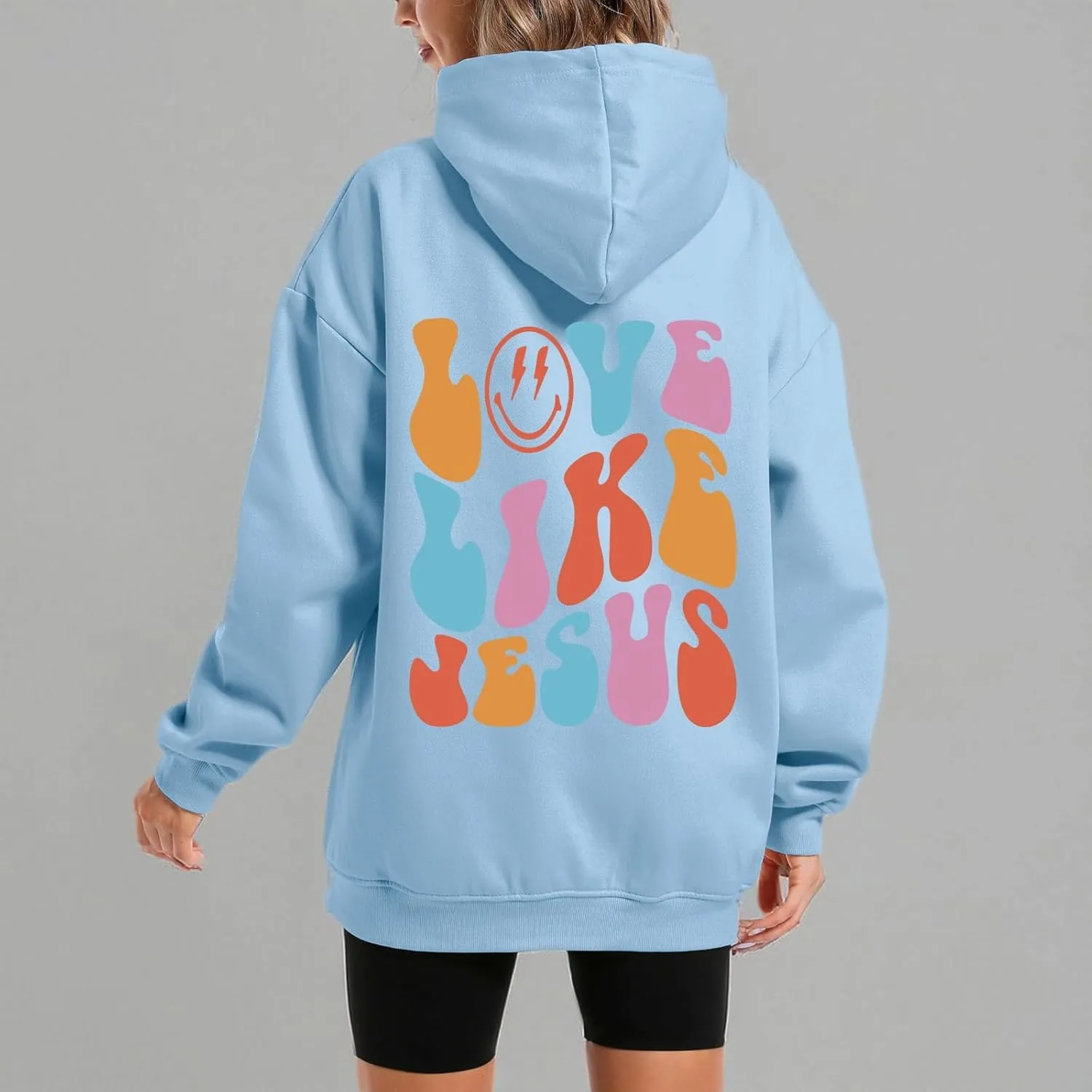 Christian Love Like Jesus Aesthetic Hoodies Oversized Graphic Preppy Sweatshirts for Women Faith Pullover Shirts Top