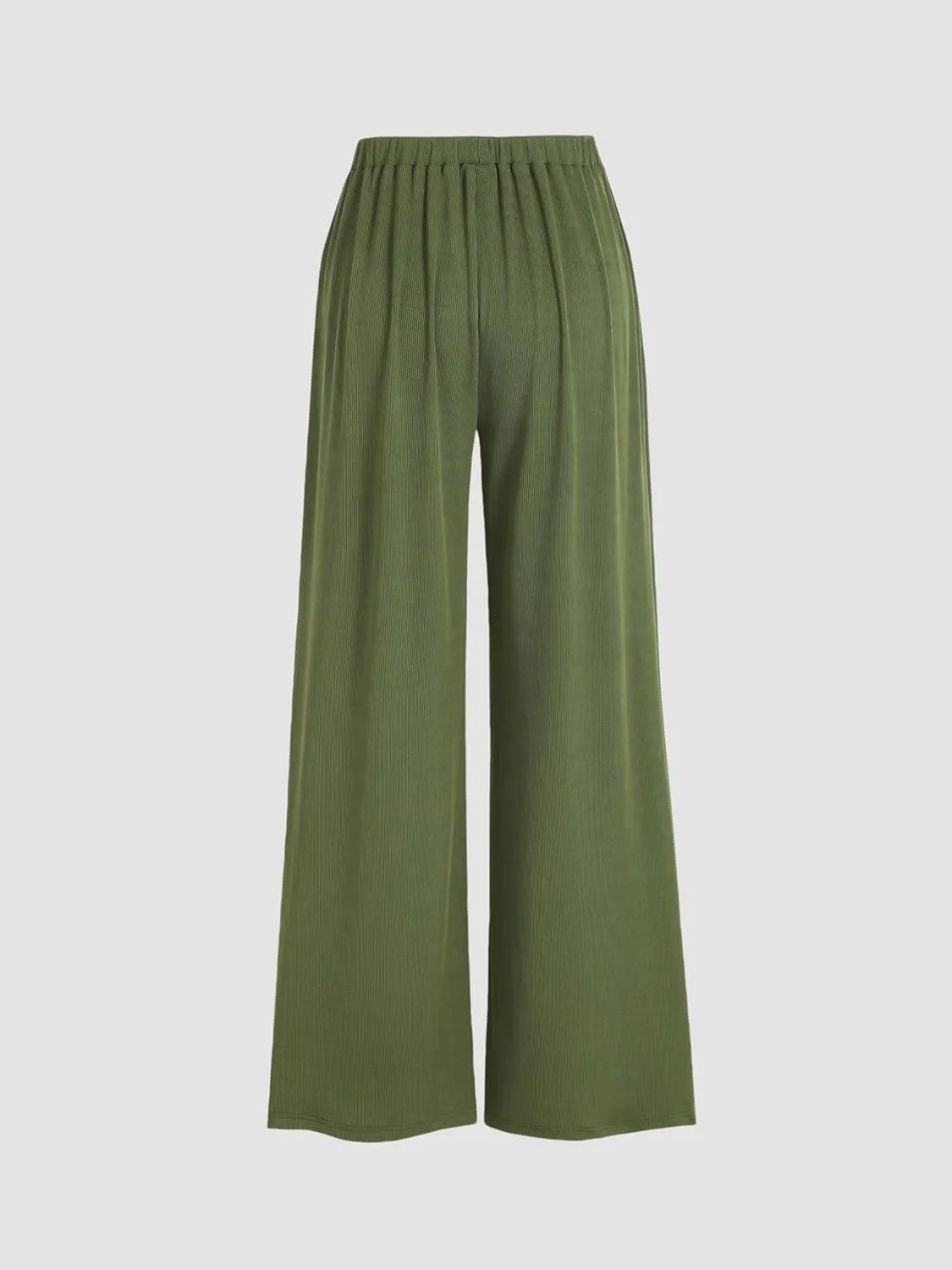 CIDER Petite Solid Elastic Waist Wide Leg Pants