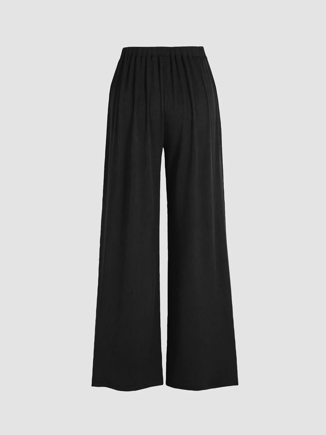 CIDER Petite Solid Elastic Waist Wide Leg Pants