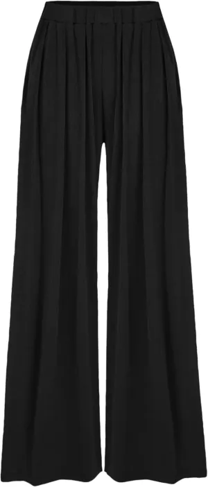 CIDER Petite Solid Elastic Waist Wide Leg Pants