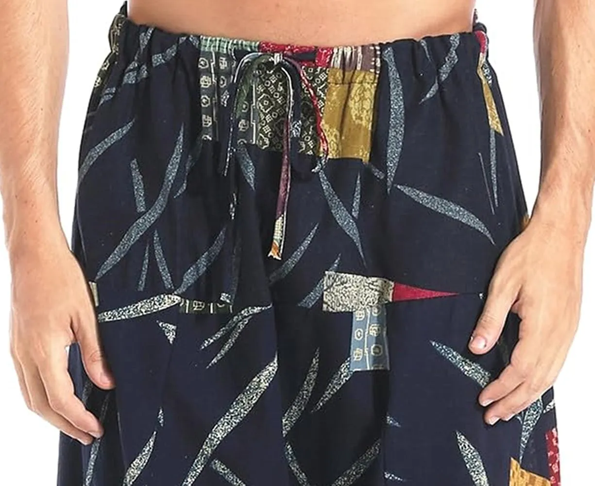 CLANMILUMS Men Women Harem Pants Elastic Drawstring Waist Loose Fit Hippie Boho Aladin Yoga Pants