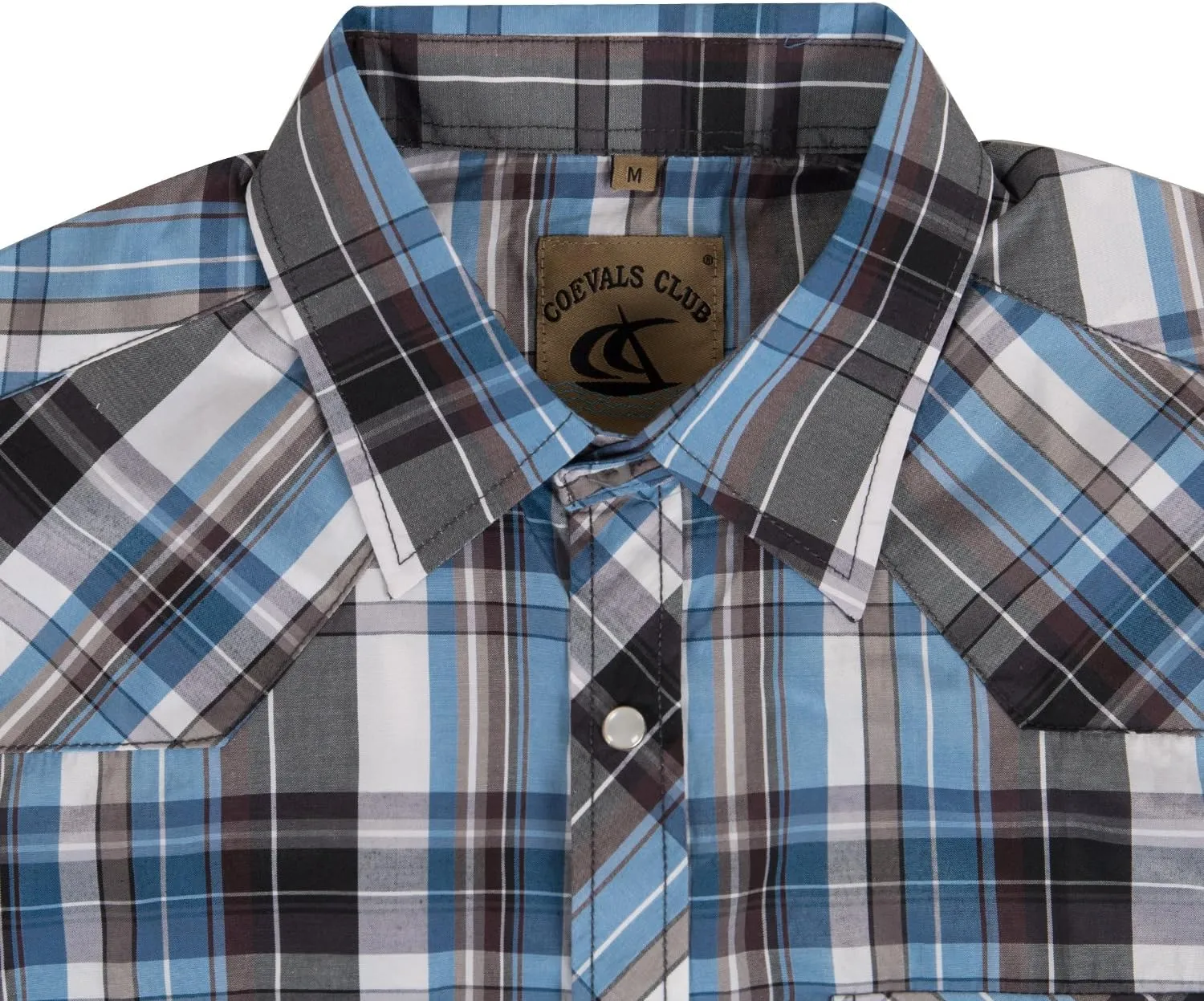 COEVALS CLUB Men's Western Pearl Snap Button Up Casual Cowboy Long Sleeve Two Pockets Work Shirts