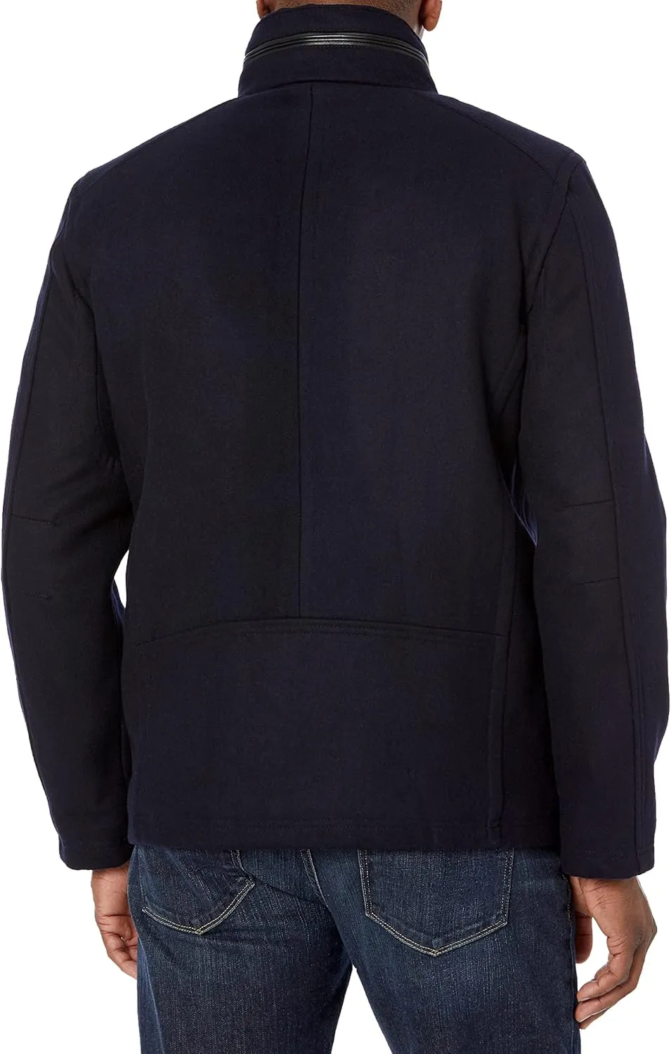 Cole Haan Men's Wool Melton Stand Collar Jacket with Patch Pockets