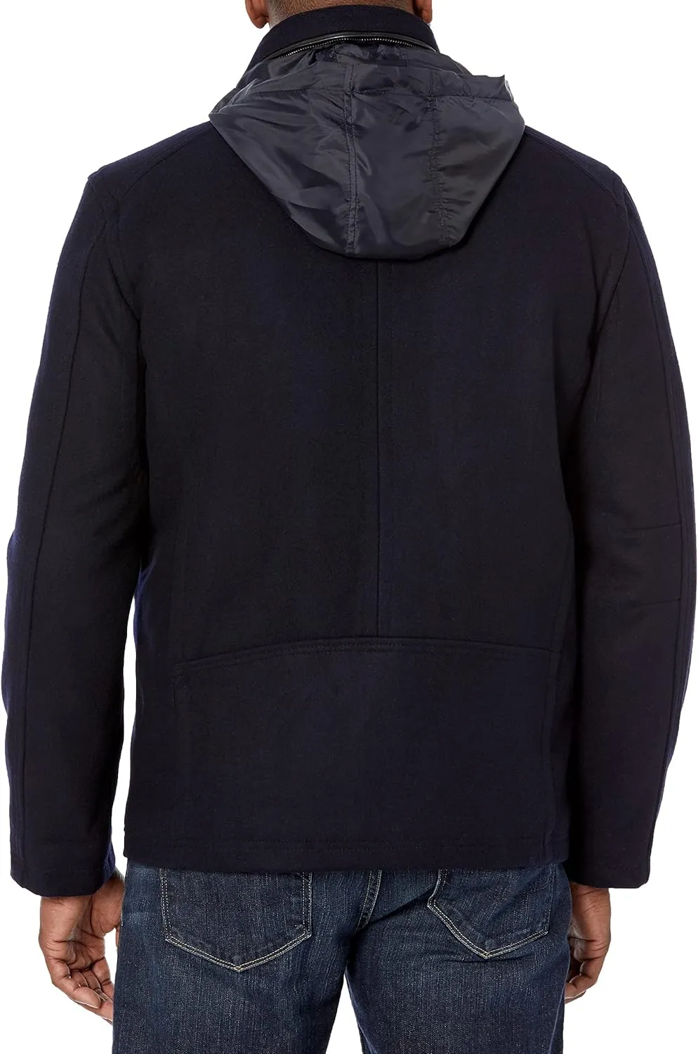 Cole Haan Men's Wool Melton Stand Collar Jacket with Patch Pockets