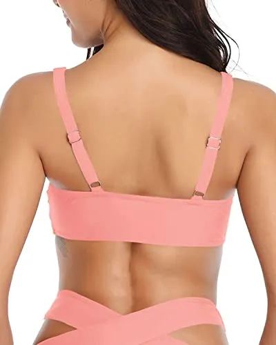 Comfy And Supportive Removable Soft Bra Padding Push Up Bikini Top-Coral Pink