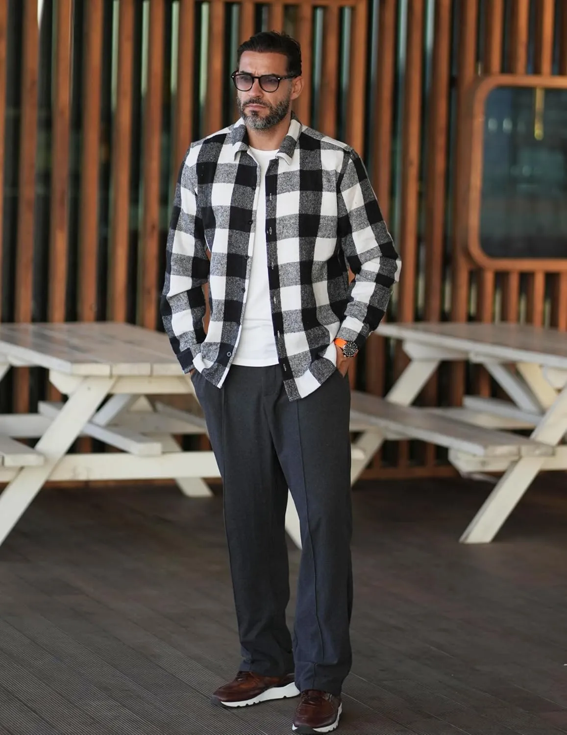 COOFANDY Men's Flannel Shirts Casual Button Down Plaid Shirt Jacket Long Sleeve Fleece Shacket