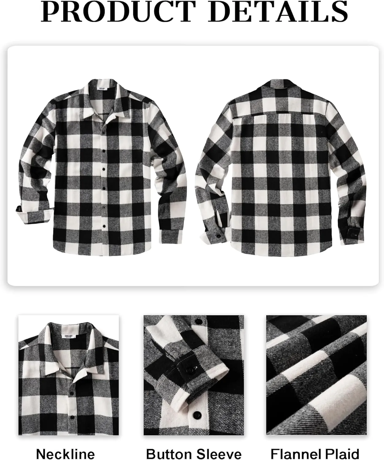 COOFANDY Men's Flannel Shirts Casual Button Down Plaid Shirt Jacket Long Sleeve Fleece Shacket