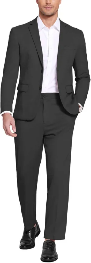COOFANDY Men's Suits 2 Piece Slim Fit Suit Set 2 Button Lightweight Casual Knit Blazer Suit Jacket Pants
