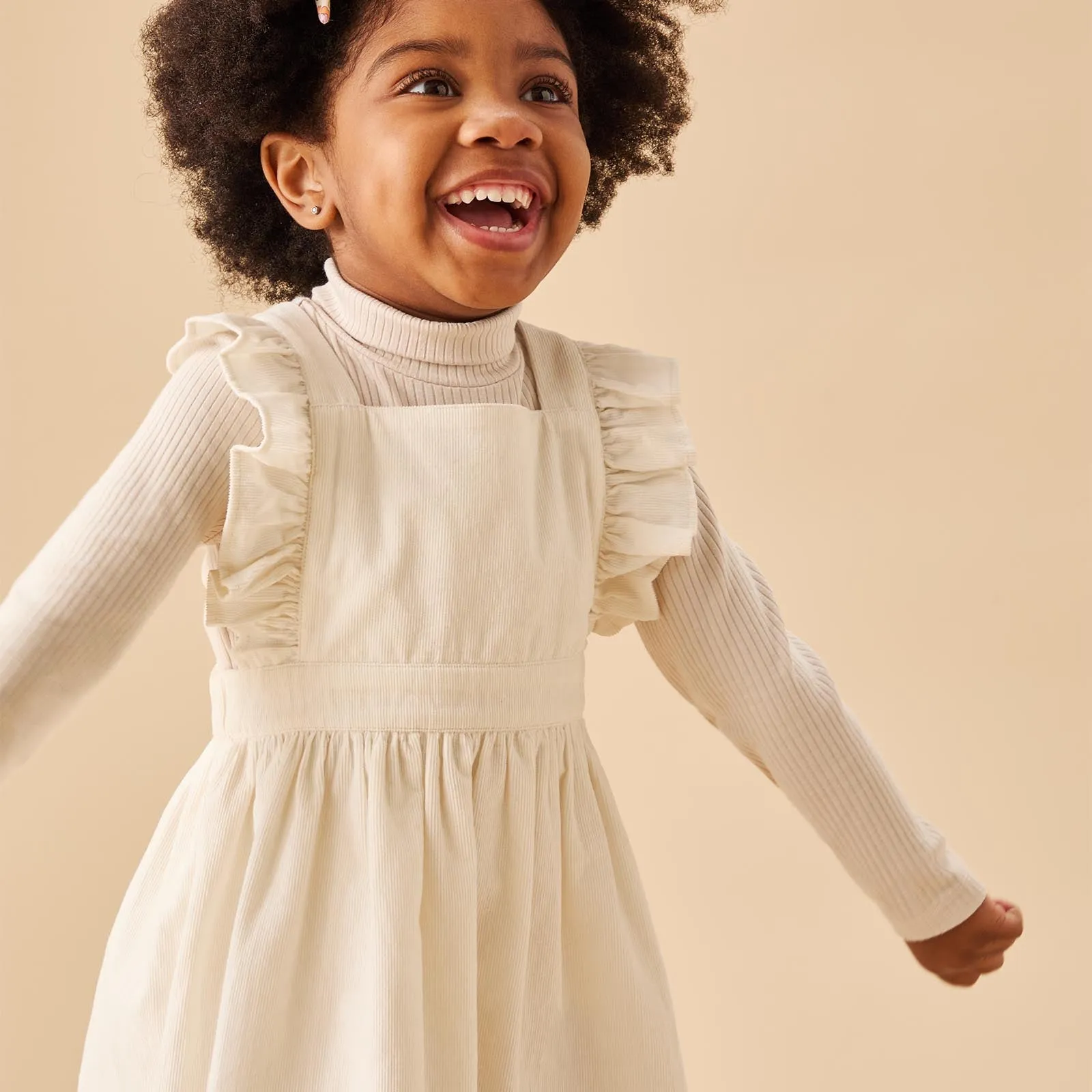 Corduroy Frilled Pinafore Dress
