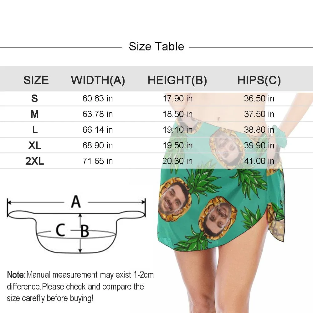 Custom Face Seamless Swim Bikini & Coverup Personalized Bathing Suit And Short Sarongs Beach Wrap For Women