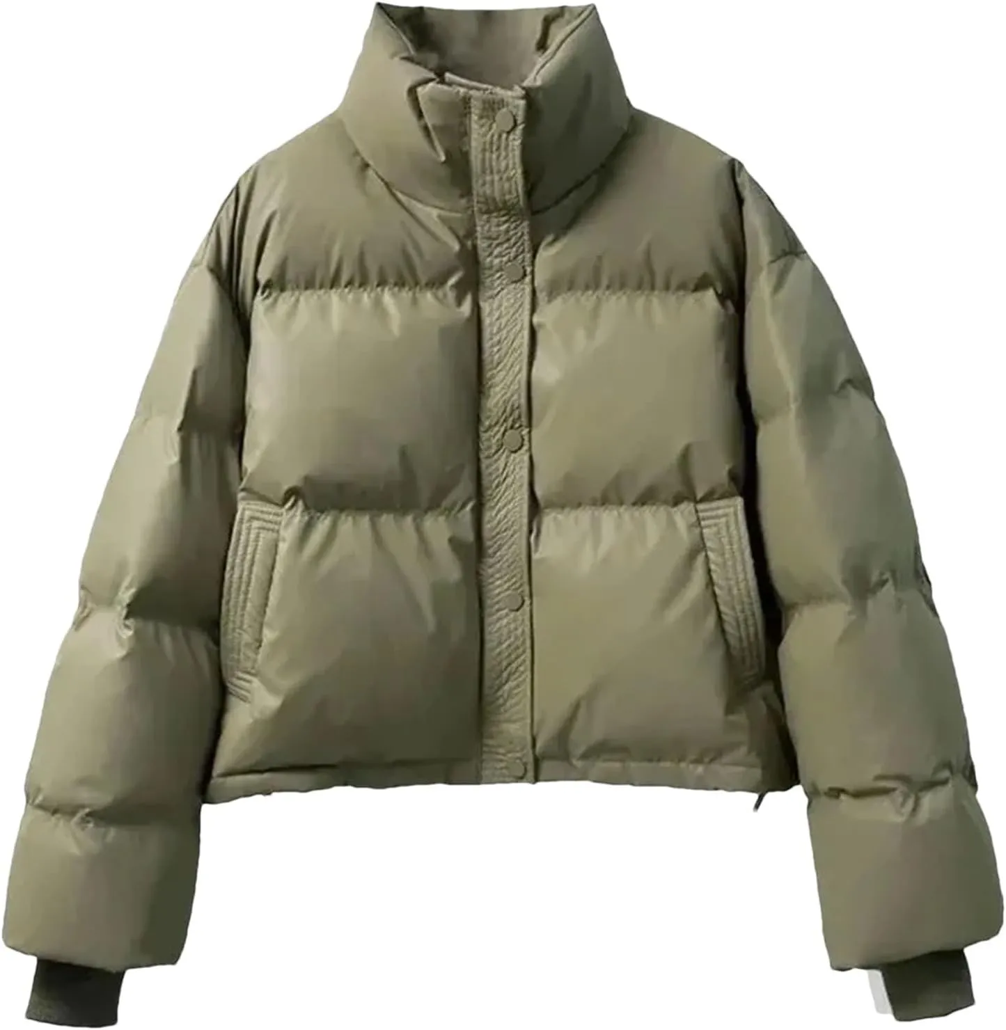 Dcvmvmn Women's PU Leather Down Cotton-Padded Jacket Thickened Stand-Collar Short Parkas Coat Warm Cotton Outwear