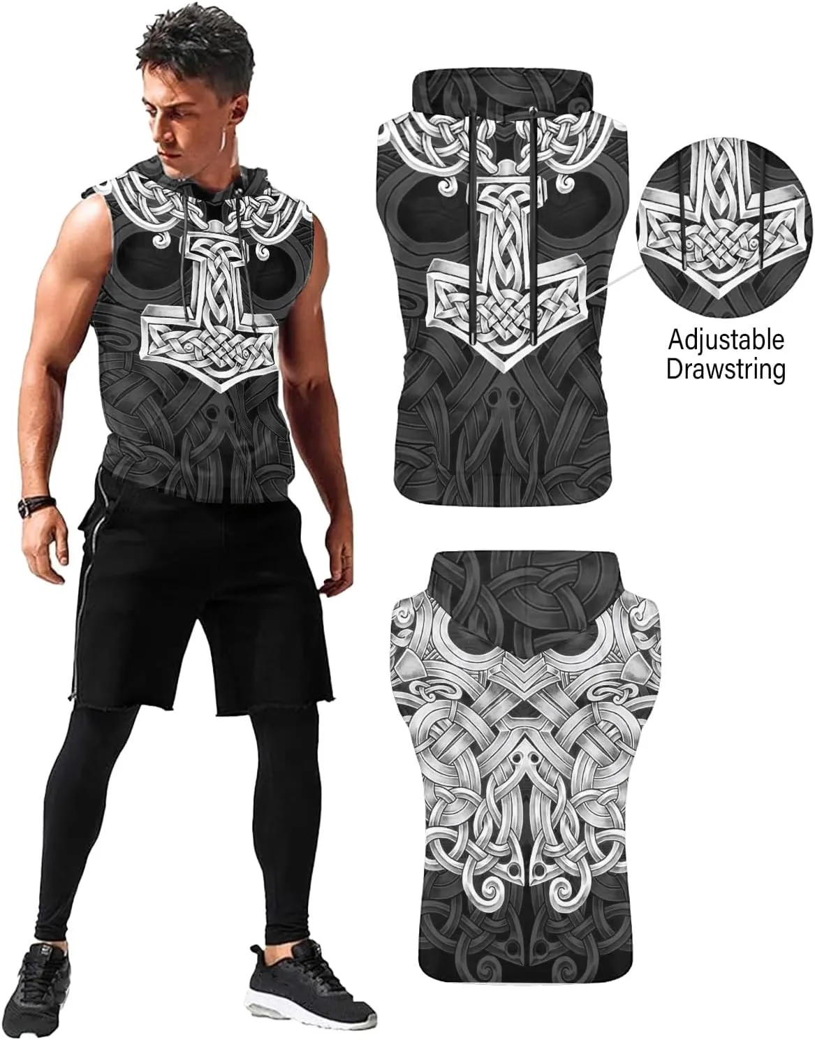 Desantiago Workout Hooded Tank Tops Sports Training Sleeveless Gym Hoodies Bodybuilding Cut Off Muscle Shirts