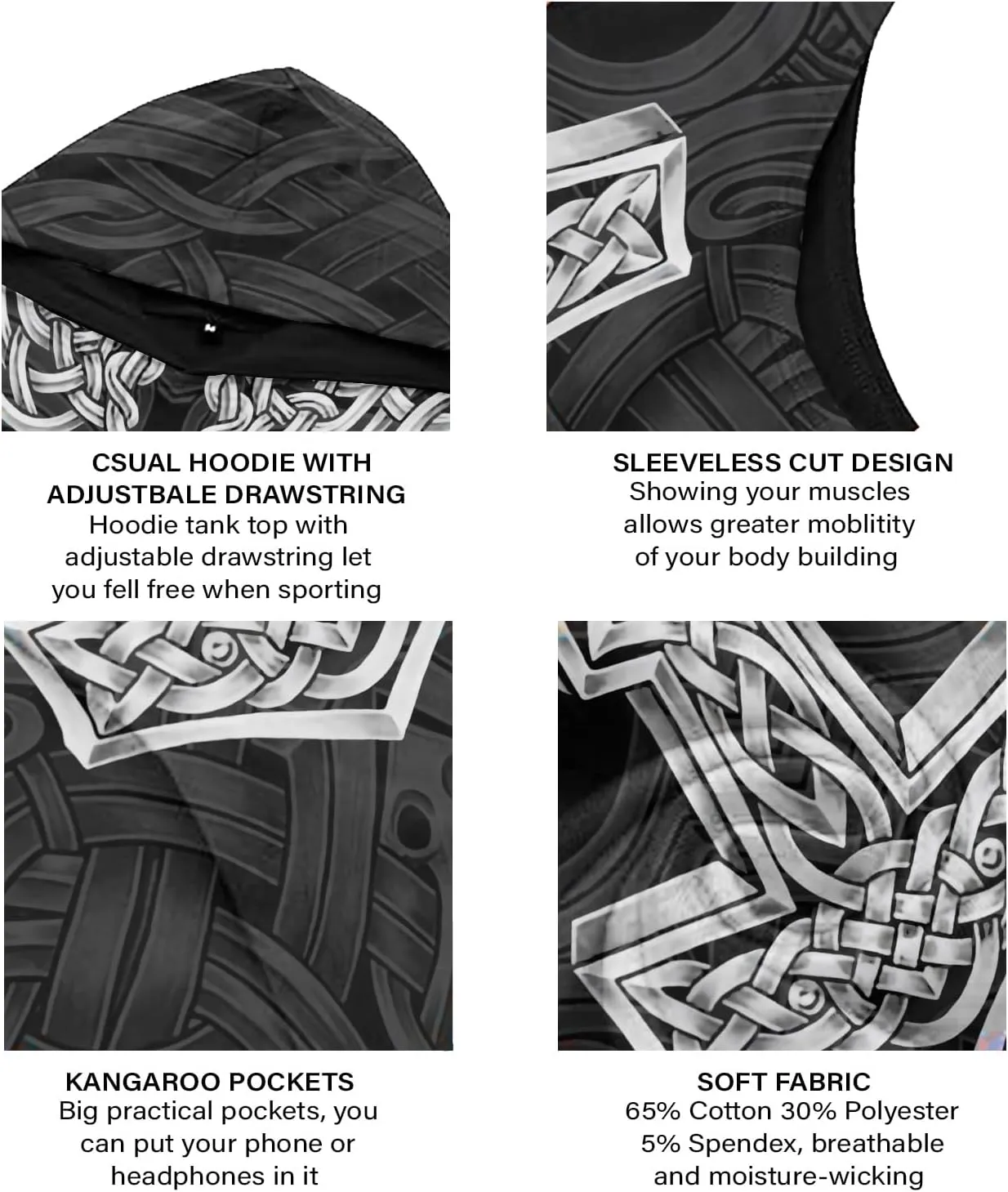Desantiago Workout Hooded Tank Tops Sports Training Sleeveless Gym Hoodies Bodybuilding Cut Off Muscle Shirts