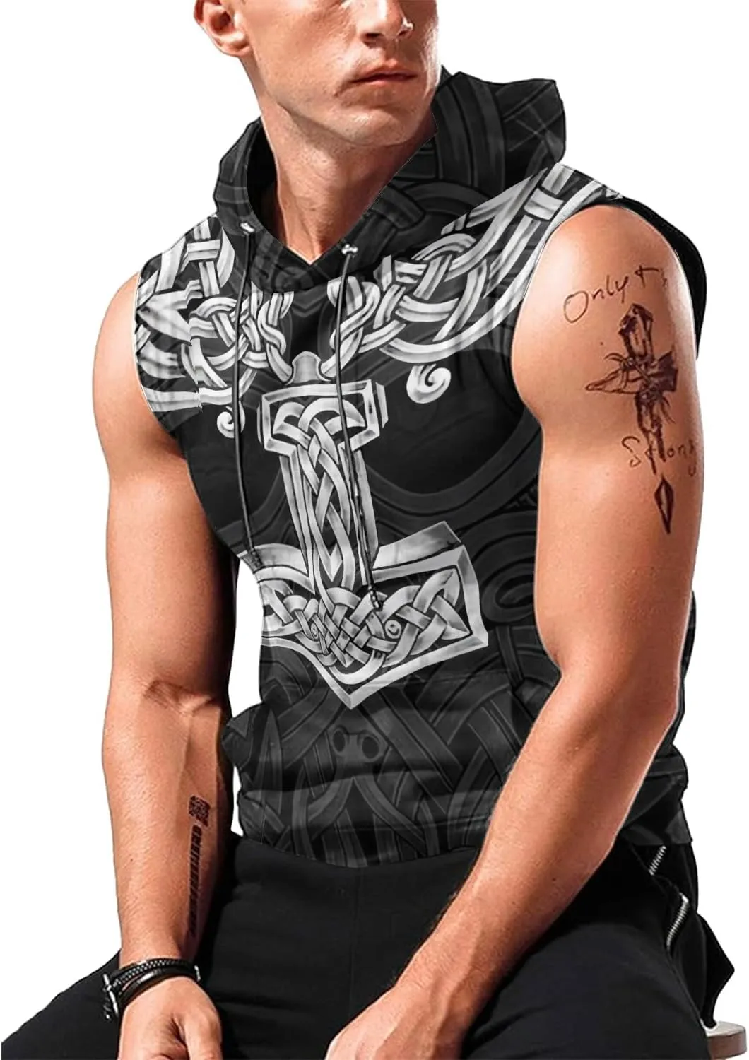 Desantiago Workout Hooded Tank Tops Sports Training Sleeveless Gym Hoodies Bodybuilding Cut Off Muscle Shirts