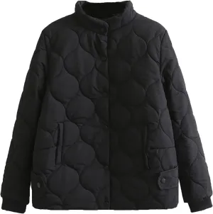 DGHM-JLMY Women's Winter Fashion Short Cotton-Padded Jacket Stand Collar Button Puffer Jacket Casual Warm Down Coat