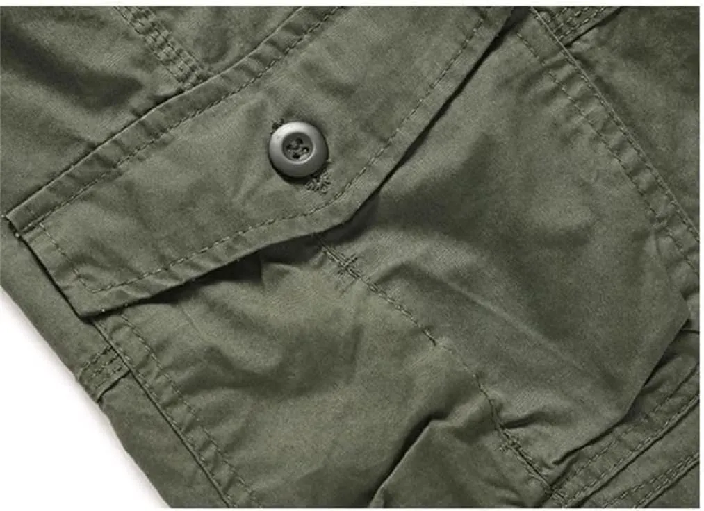 Disimlarl Men's Casual Cargo Shorts Overalls Long Length Multi Pocket Hot Breeches Pants
