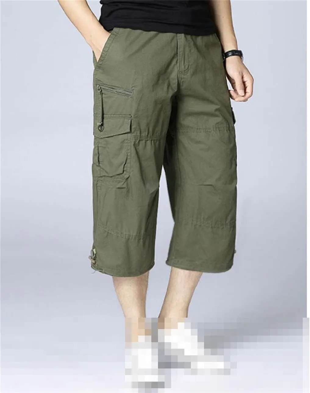 Disimlarl Men's Casual Cargo Shorts Overalls Long Length Multi Pocket Hot Breeches Pants