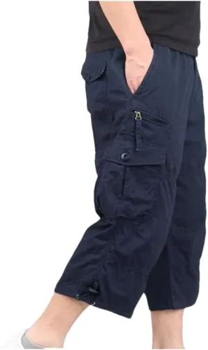 Disimlarl Men's Casual Cargo Shorts Overalls Long Length Multi Pocket Hot Breeches Pants