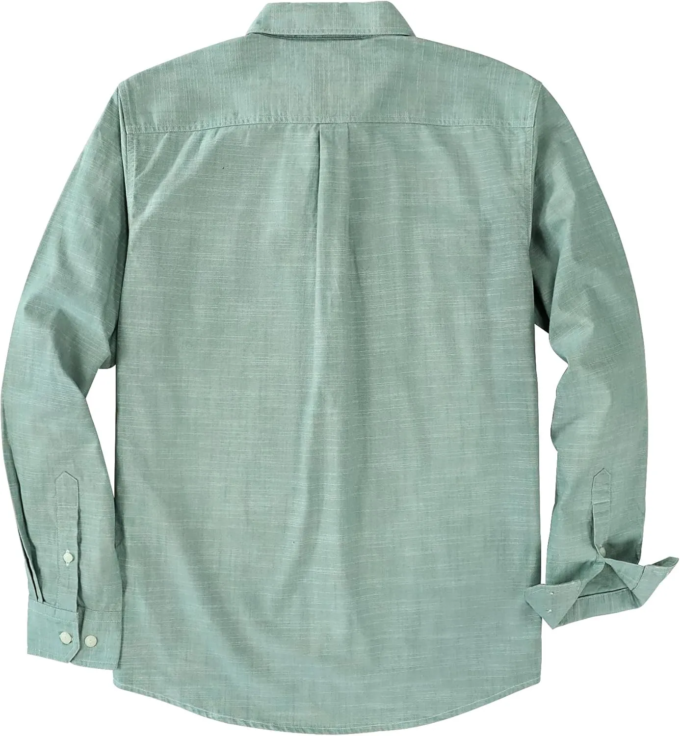 Dubinik Chambray Shirt Men Long Sleeve Cotton Work Shirts with 2 Pockets Casual Button Down