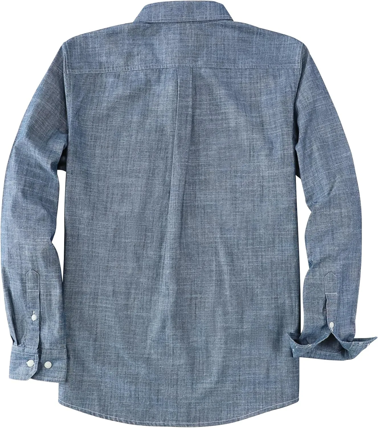 Dubinik Chambray Shirt Men Long Sleeve Cotton Work Shirts with 2 Pockets Casual Button Down