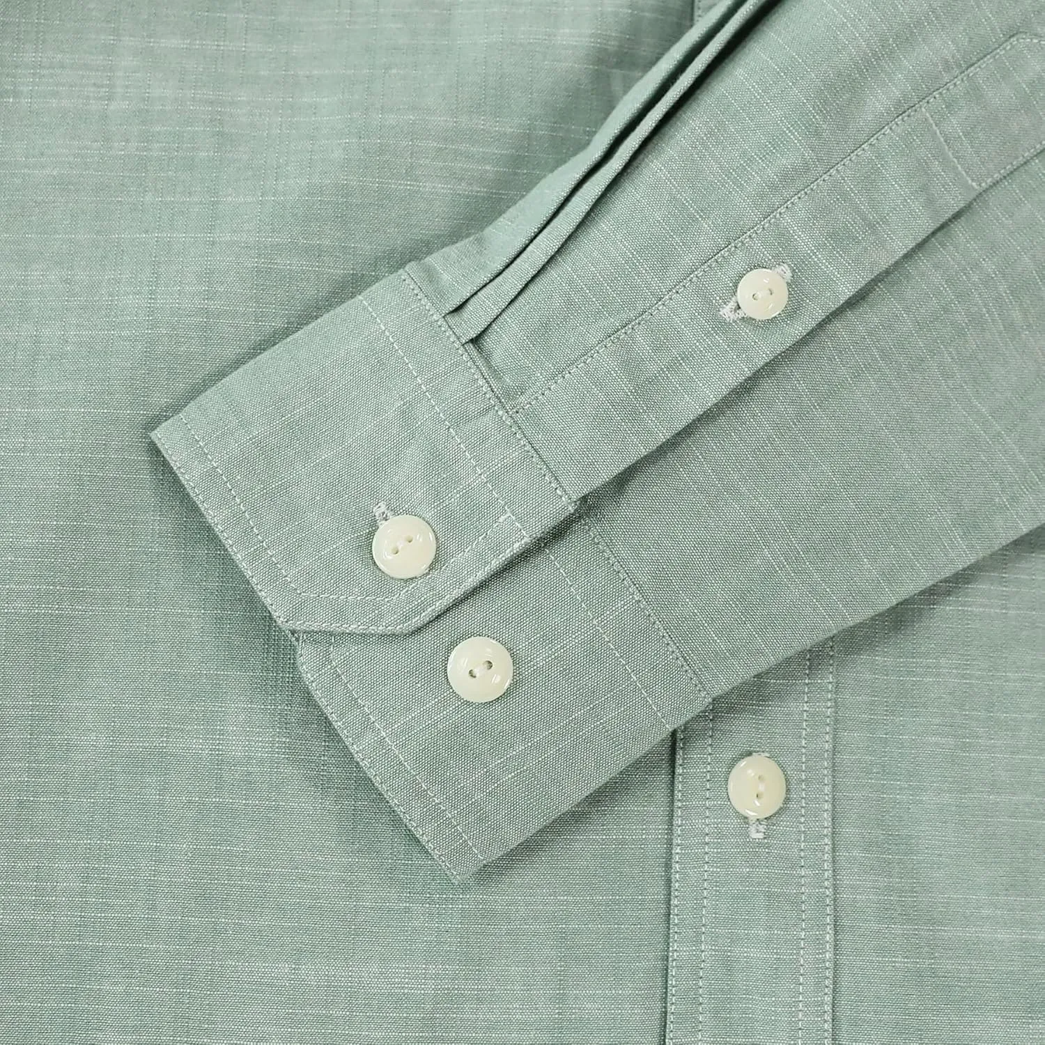 Dubinik Chambray Shirt Men Long Sleeve Cotton Work Shirts with 2 Pockets Casual Button Down