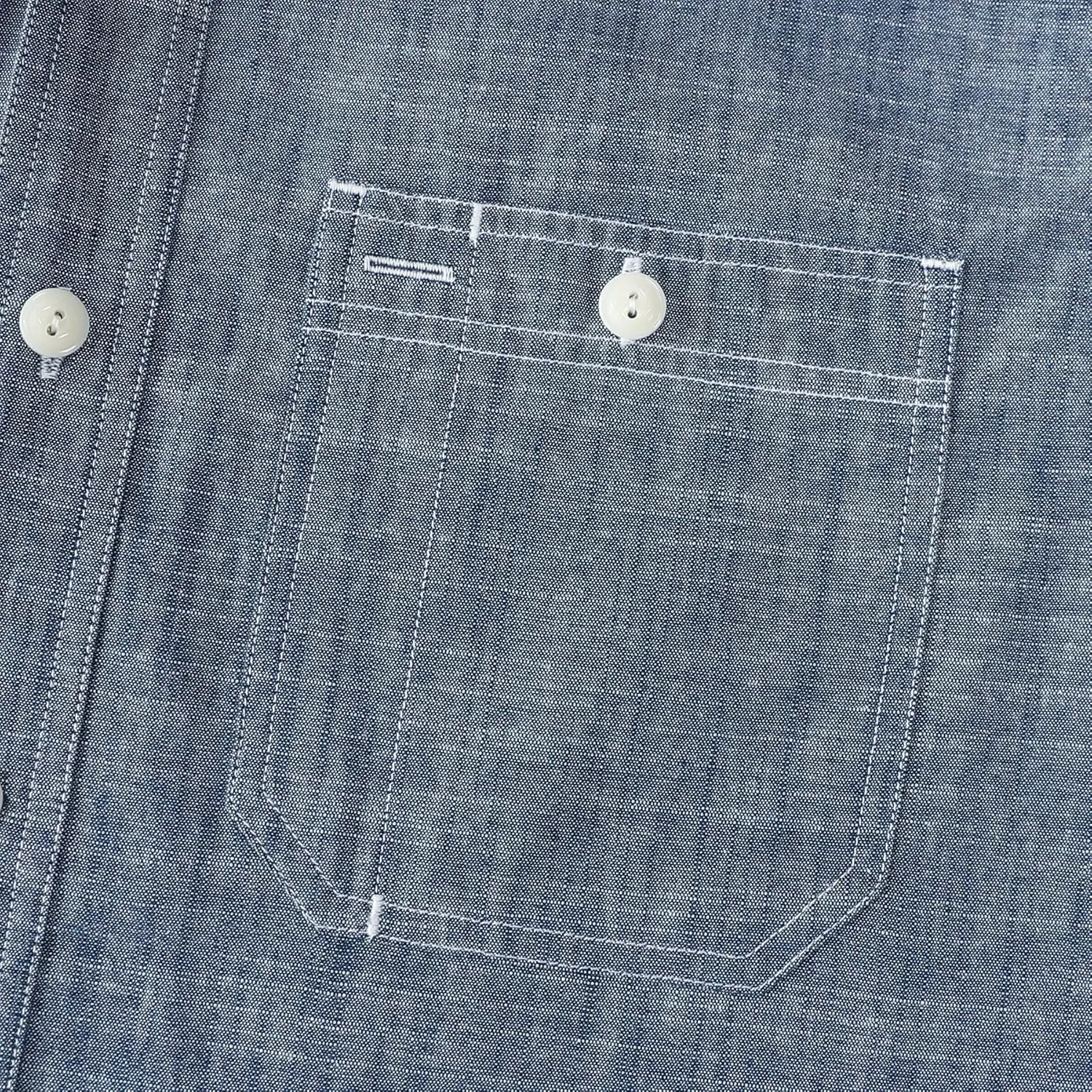 Dubinik Chambray Shirt Men Long Sleeve Cotton Work Shirts with 2 Pockets Casual Button Down