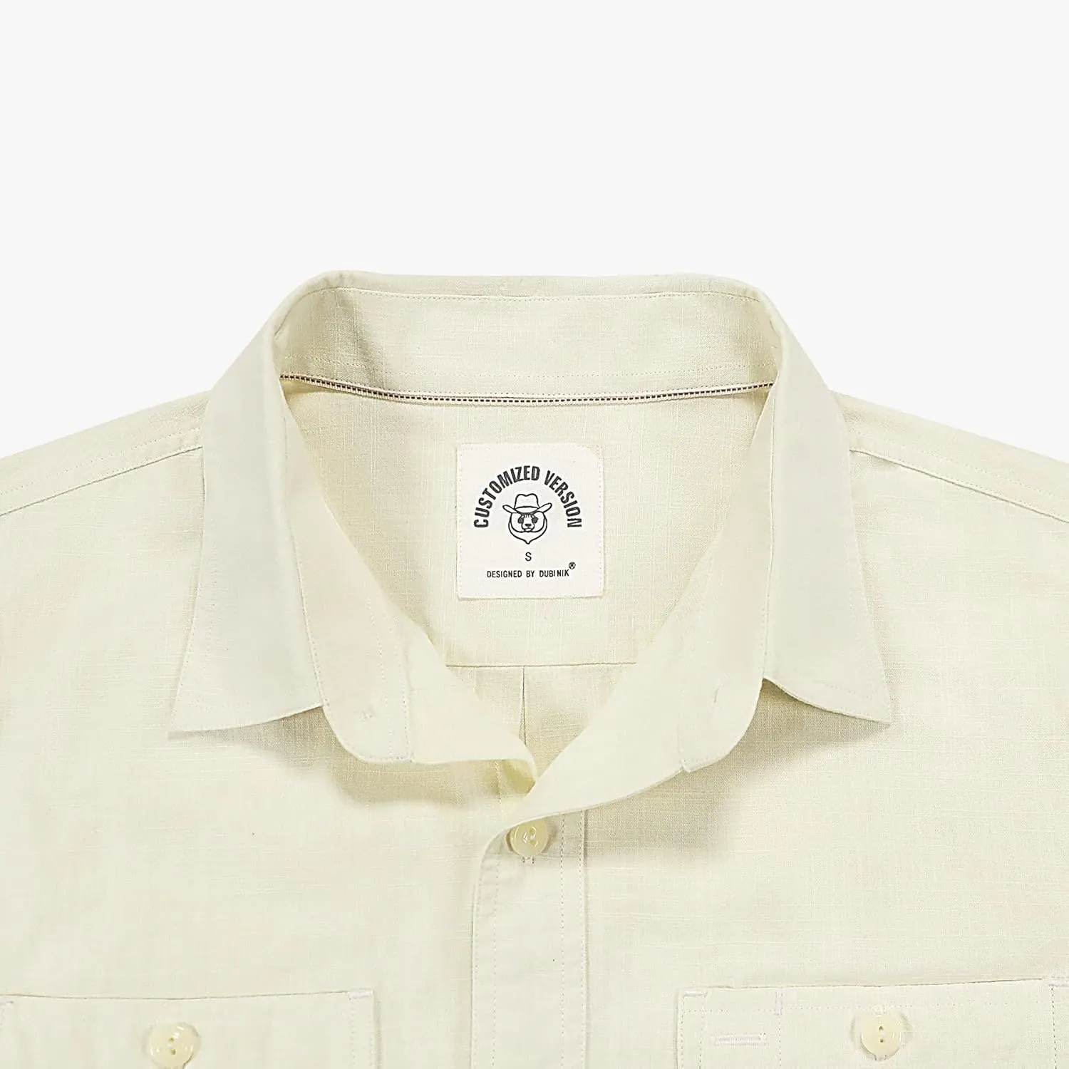 Dubinik Chambray Shirt Men Long Sleeve Cotton Work Shirts with 2 Pockets Casual Button Down
