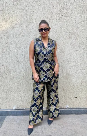 Dune Silk Pant Suit In Black