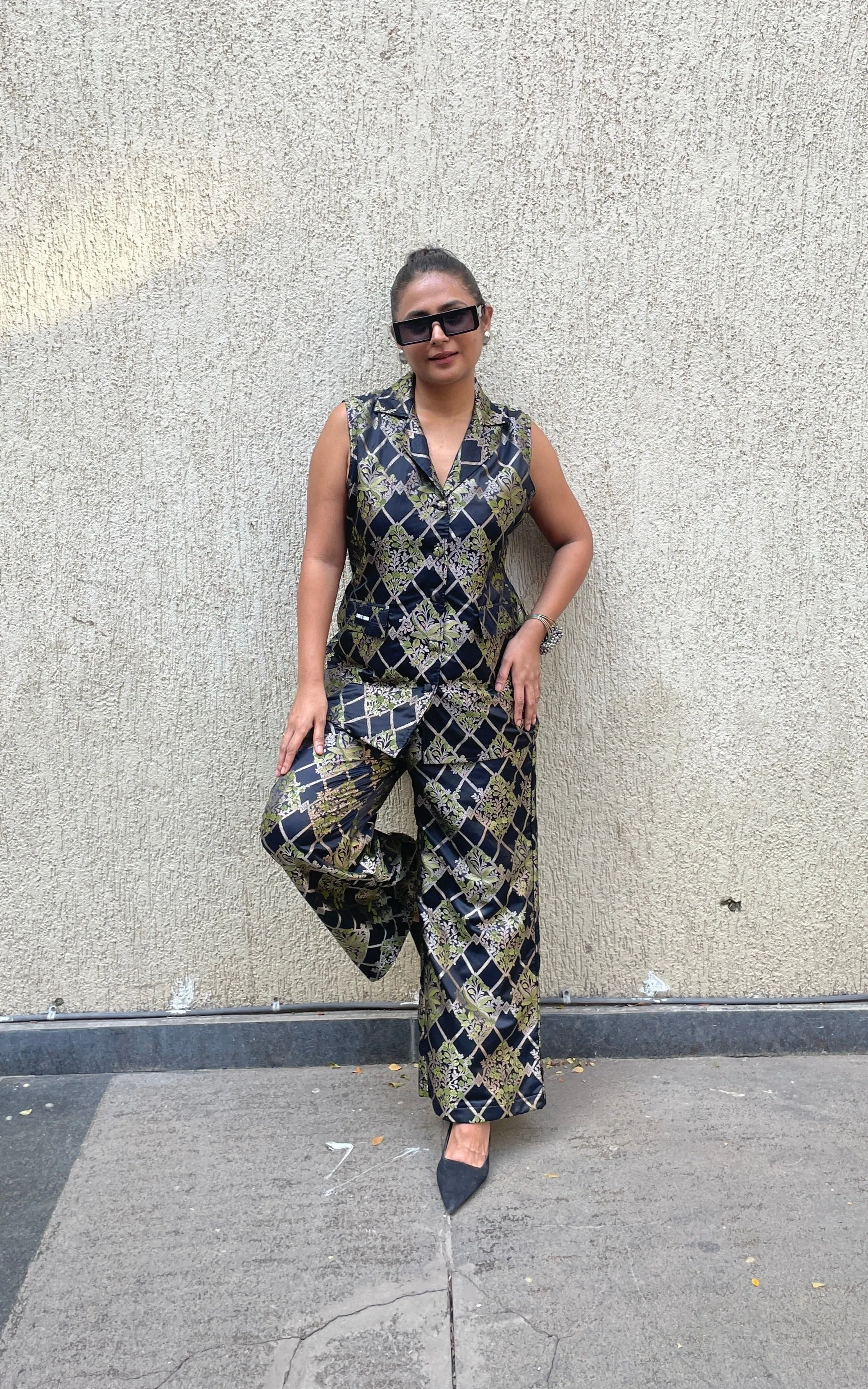 Dune Silk Pant Suit In Black