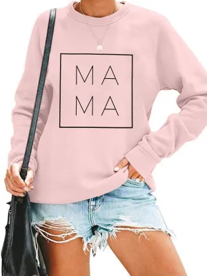 EGELEXY Mama Sweatshirt Women Funny Letter Print Mom Life Blouse Tops Casual Long Sleeve Pullover Tees
