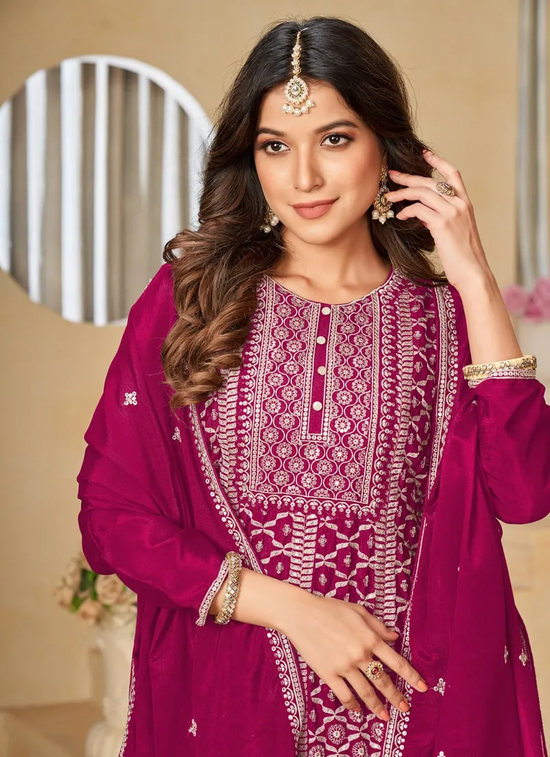 Embroidered Chinon Sharara Suit Set