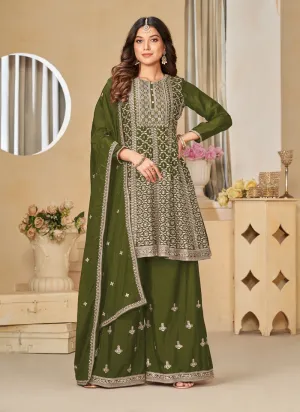 Embroidered Chinon Sharara Suit Set