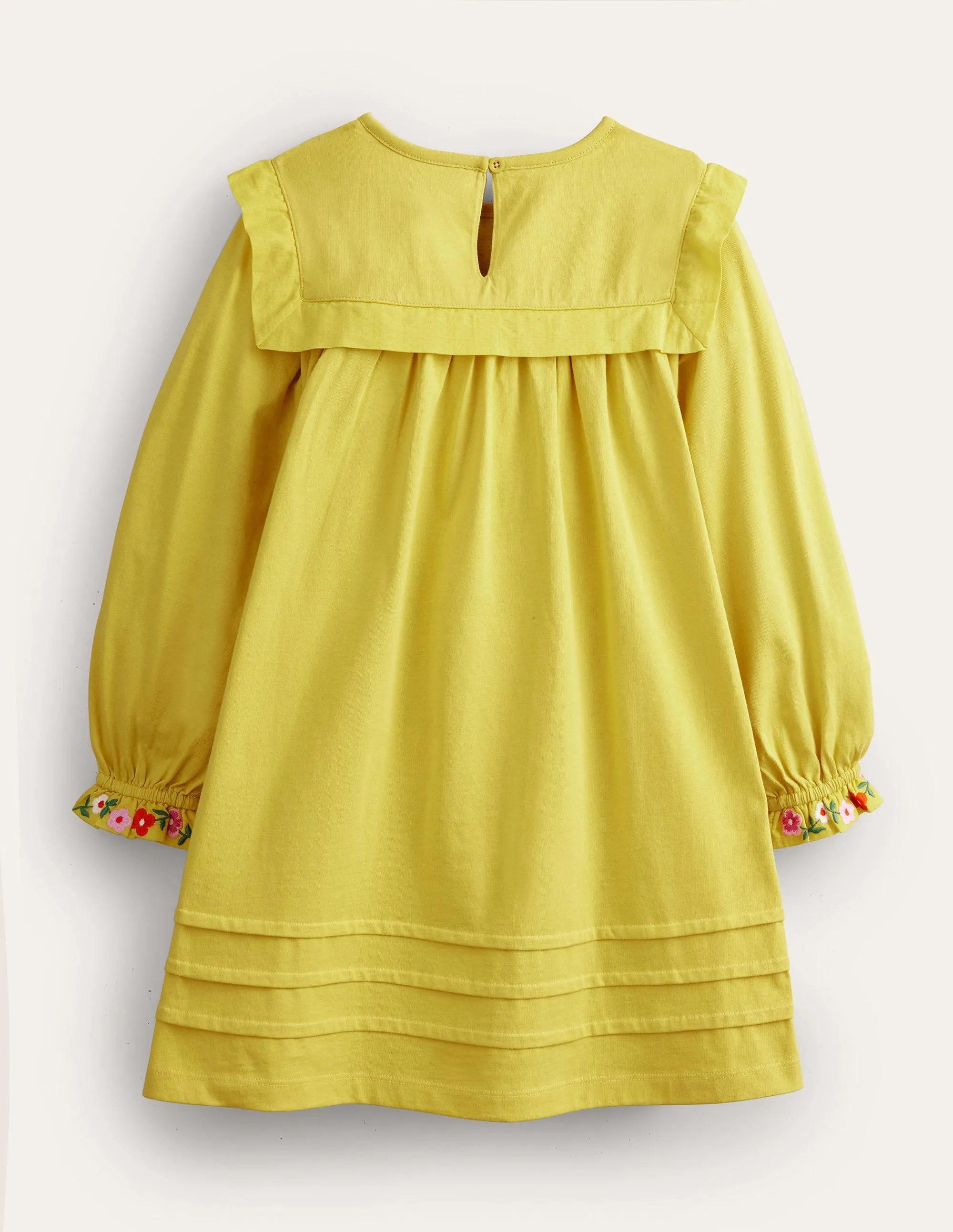 Embroidered Jersey Dress-Sweetcorn Yellow