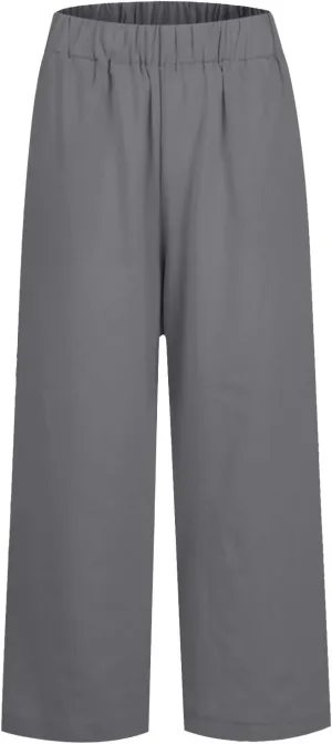 eoeioa Gauze Pants for Women Casual Summer Elastic Waist Ankle Pants Casual Baggy Comfy Beach Trouser with Pockets