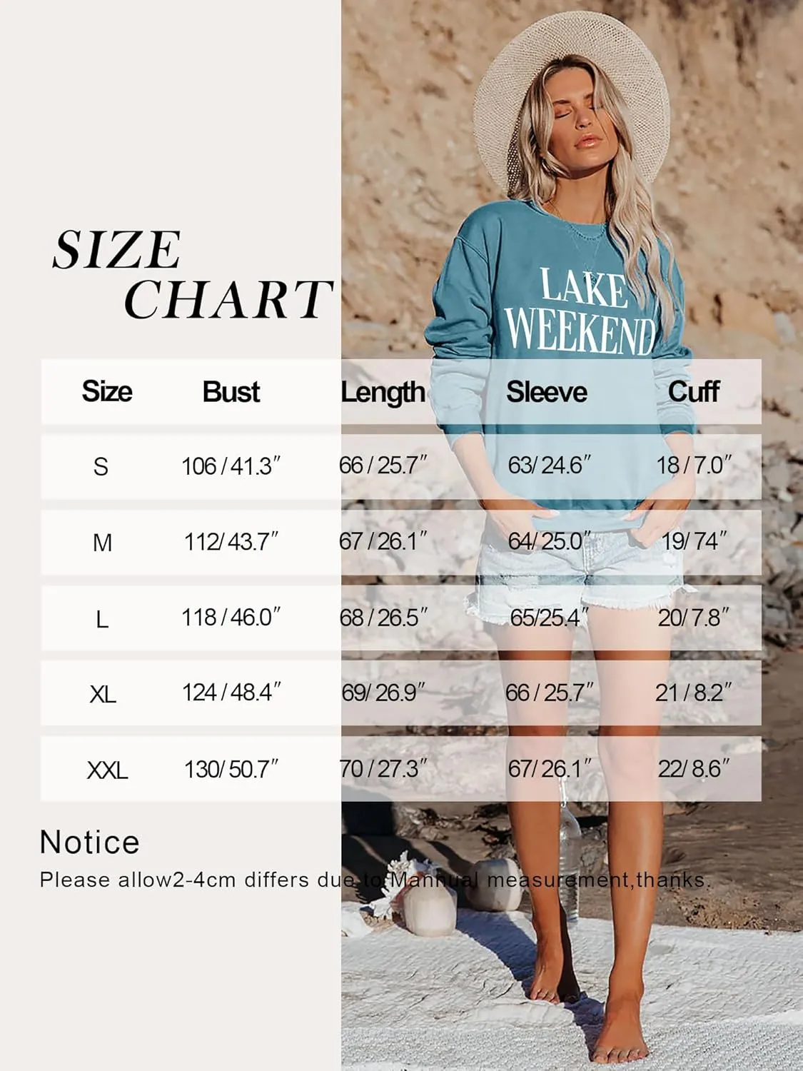Ezcosplay Women Cute Lake Weekend Sweatshirt Letter Print Shirts Casual Loose Pullover Tops
