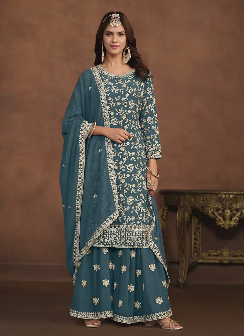 Faux Georgette Designer Sharara Suit