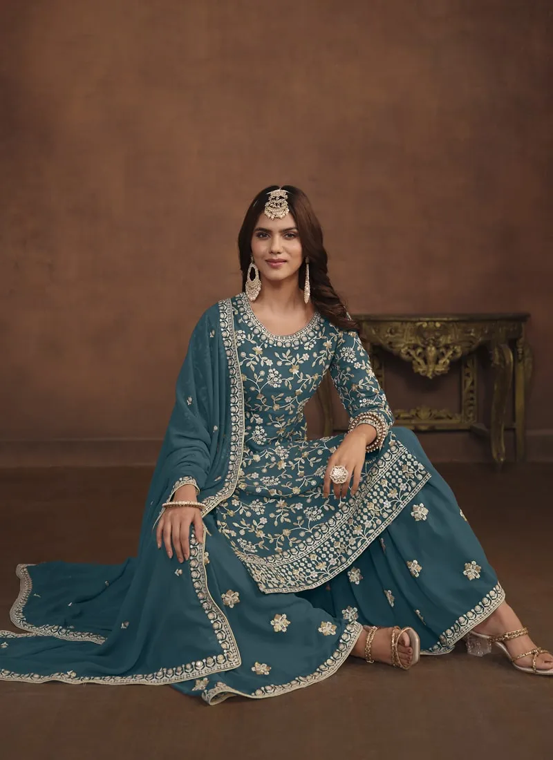 Faux Georgette Designer Sharara Suit
