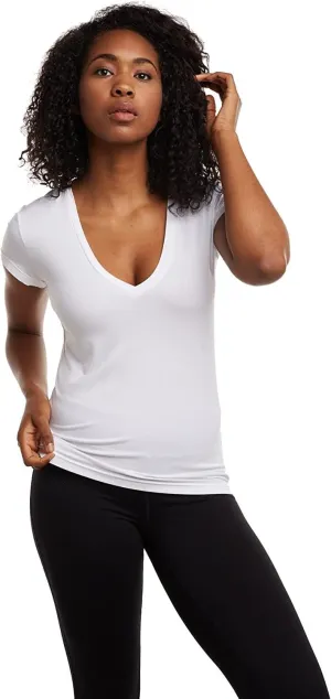 Foundation Women by Mr. Davis Ultra Soft Comfort Fit Bamboo Viscose Deep V Neck Undershirt 3 Pack