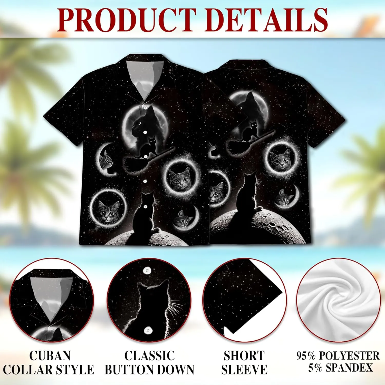 Funny Alligator Pattern Hawaiian Shirt for Men, Button Down Summer Beach Short Sleeve, Tropical Style, Sizes S-5XL