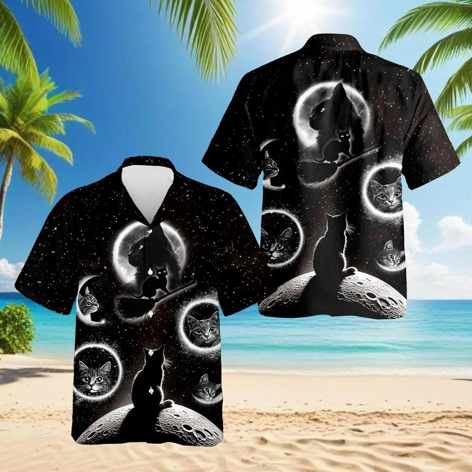 Funny Alligator Pattern Hawaiian Shirt for Men, Button Down Summer Beach Short Sleeve, Tropical Style, Sizes S-5XL