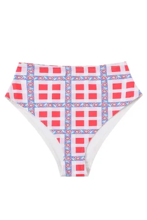 Gingham Ribbon Plaid High Waist Bikini Bottom