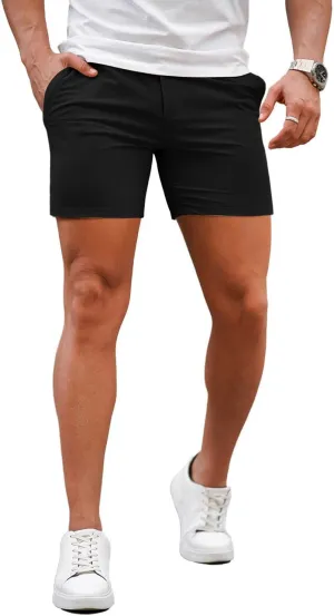 GINGTTO Mens Slim Fit Shorts 7" Inseam Skinny Chino Short Tapered Leg Stretch