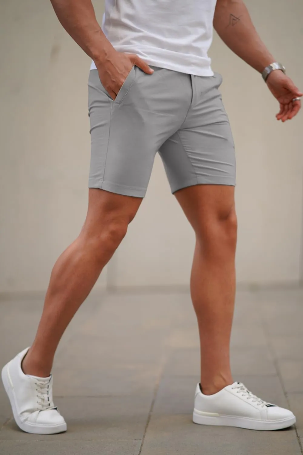 GINGTTO Mens Slim Fit Shorts 7" Inseam Skinny Chino Short Tapered Leg Stretch