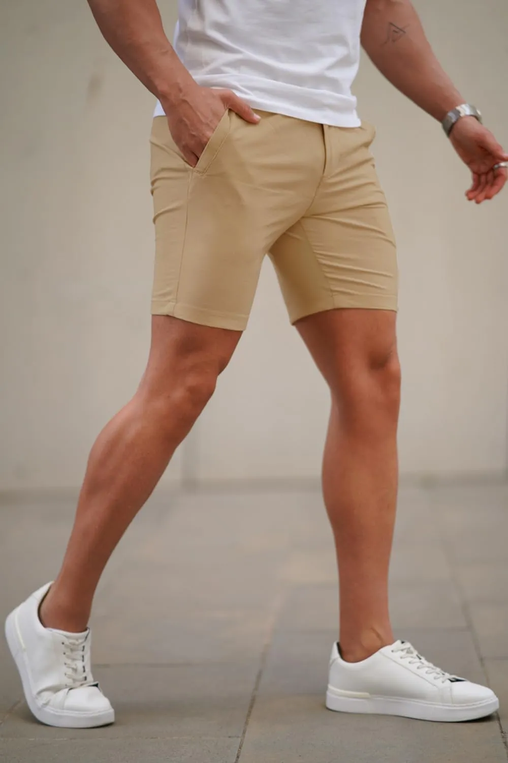 GINGTTO Mens Slim Fit Shorts 7" Inseam Skinny Chino Short Tapered Leg Stretch