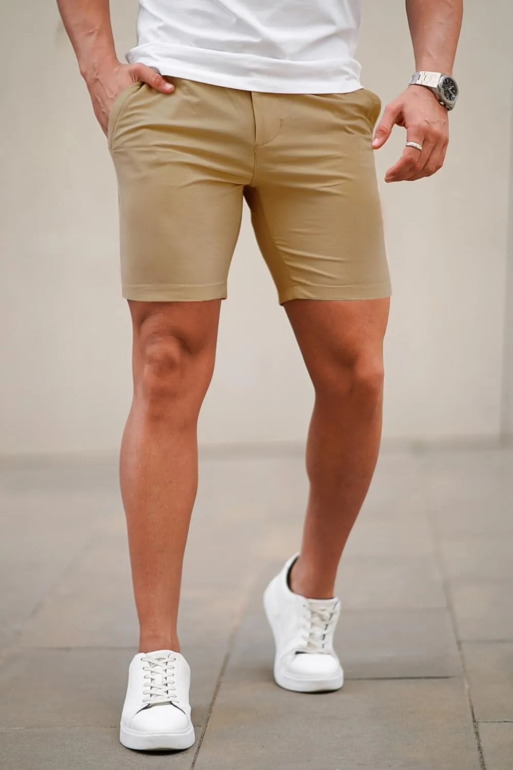 GINGTTO Mens Slim Fit Shorts 7" Inseam Skinny Chino Short Tapered Leg Stretch