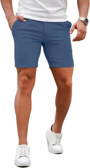 GINGTTO Mens Slim Fit Shorts 7" Inseam Skinny Chino Short Tapered Leg Stretch